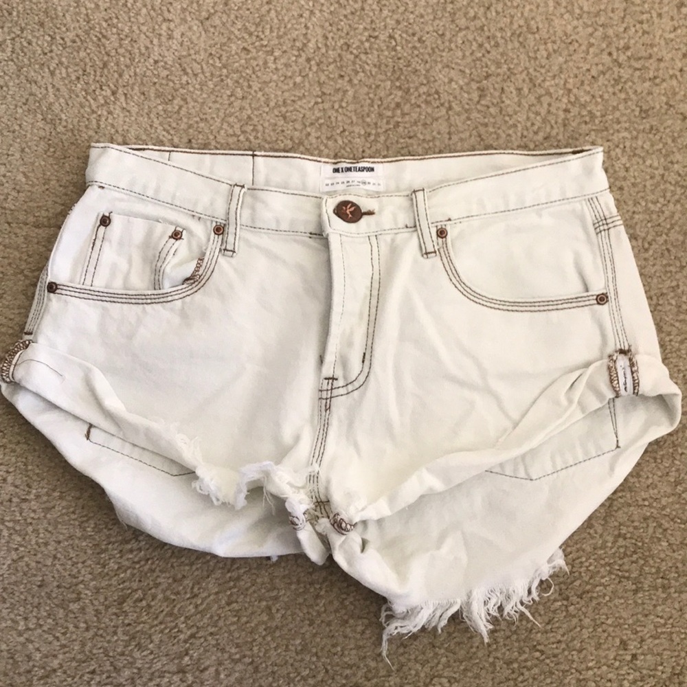OneTeaspoon white denim shorts